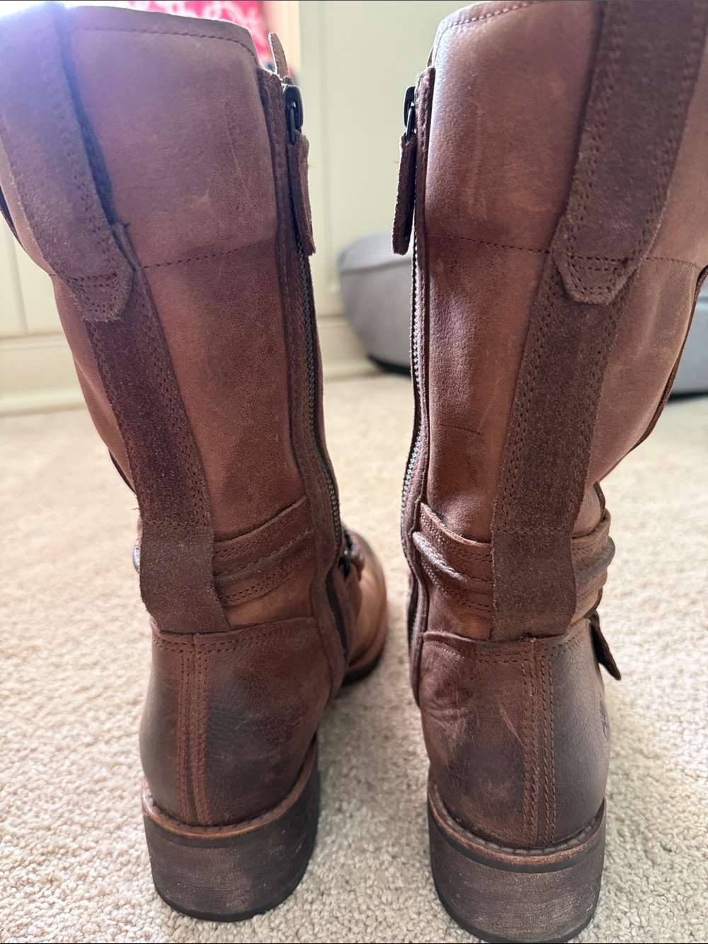 Timberland Women's Chestnut Brown Leather Mid-Calf Buckle Boots - Picture 6 of 8